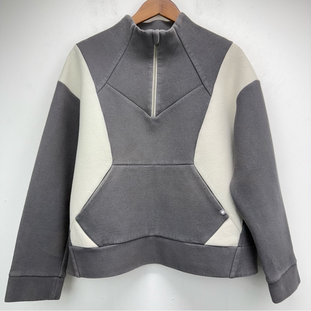 Figs Scrubs Women’s Gray Quarter Zip Neoprene Pullover Sweatshirt